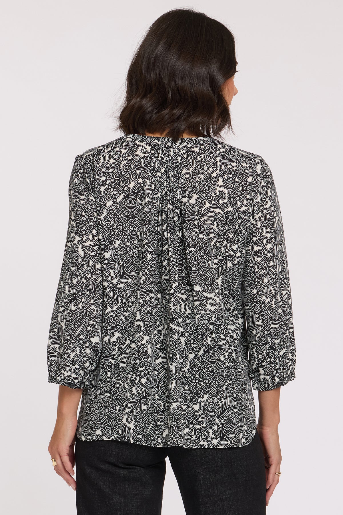 NYDJ Pintuck Blouse  - Chelsea Lace Black