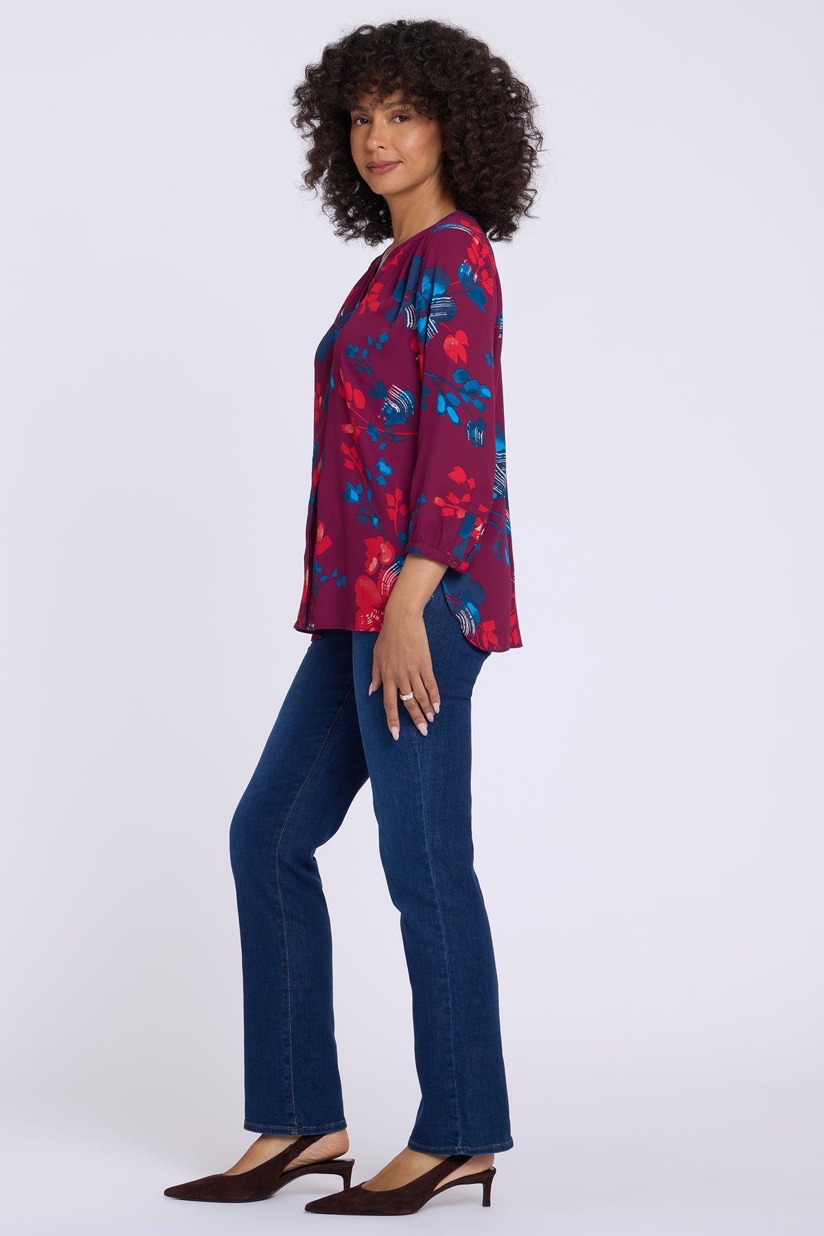 NYDJ Pintuck Blouse  - Floral Blooms Jazzy