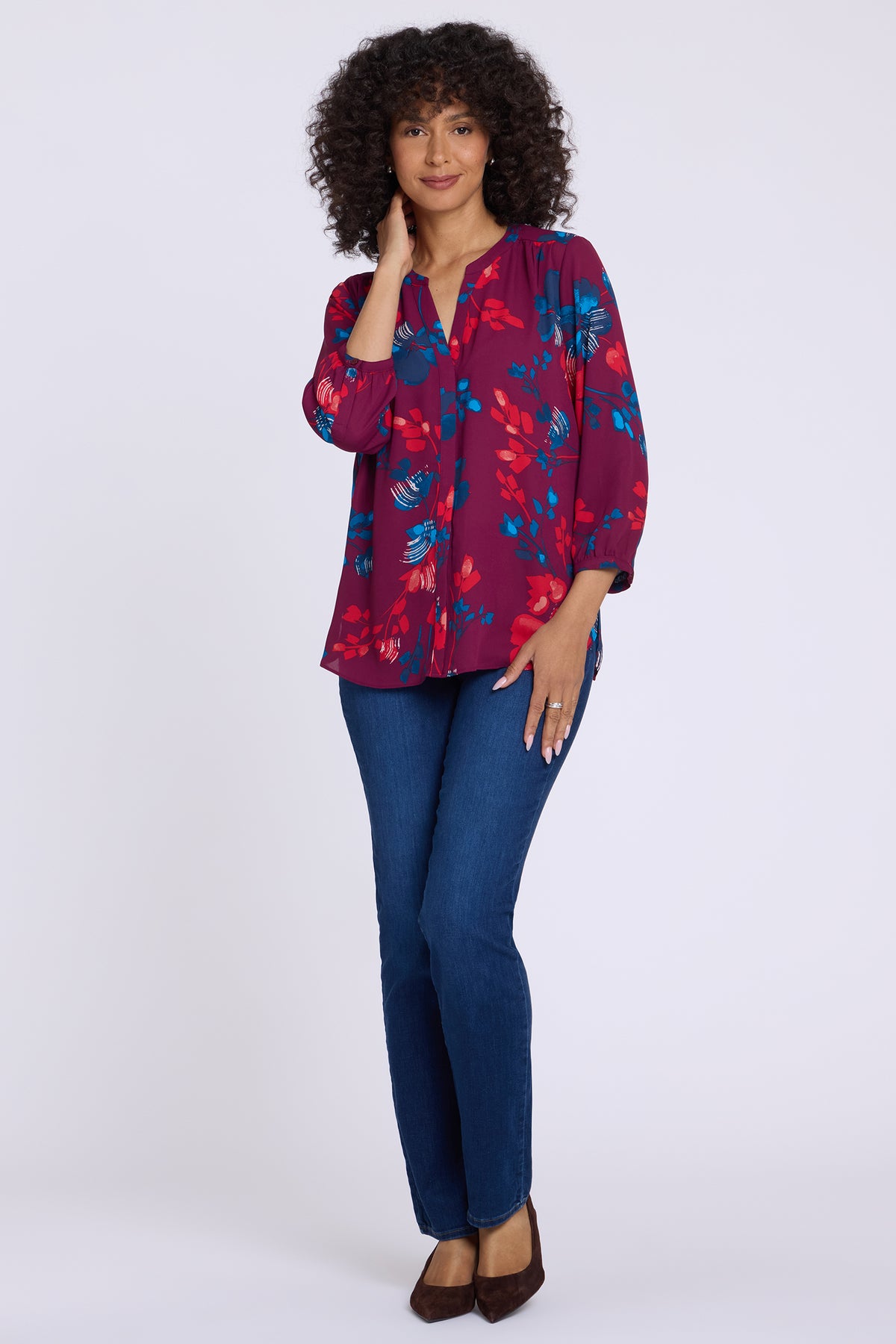 NYDJ Pintuck Blouse  - Floral Blooms Jazzy