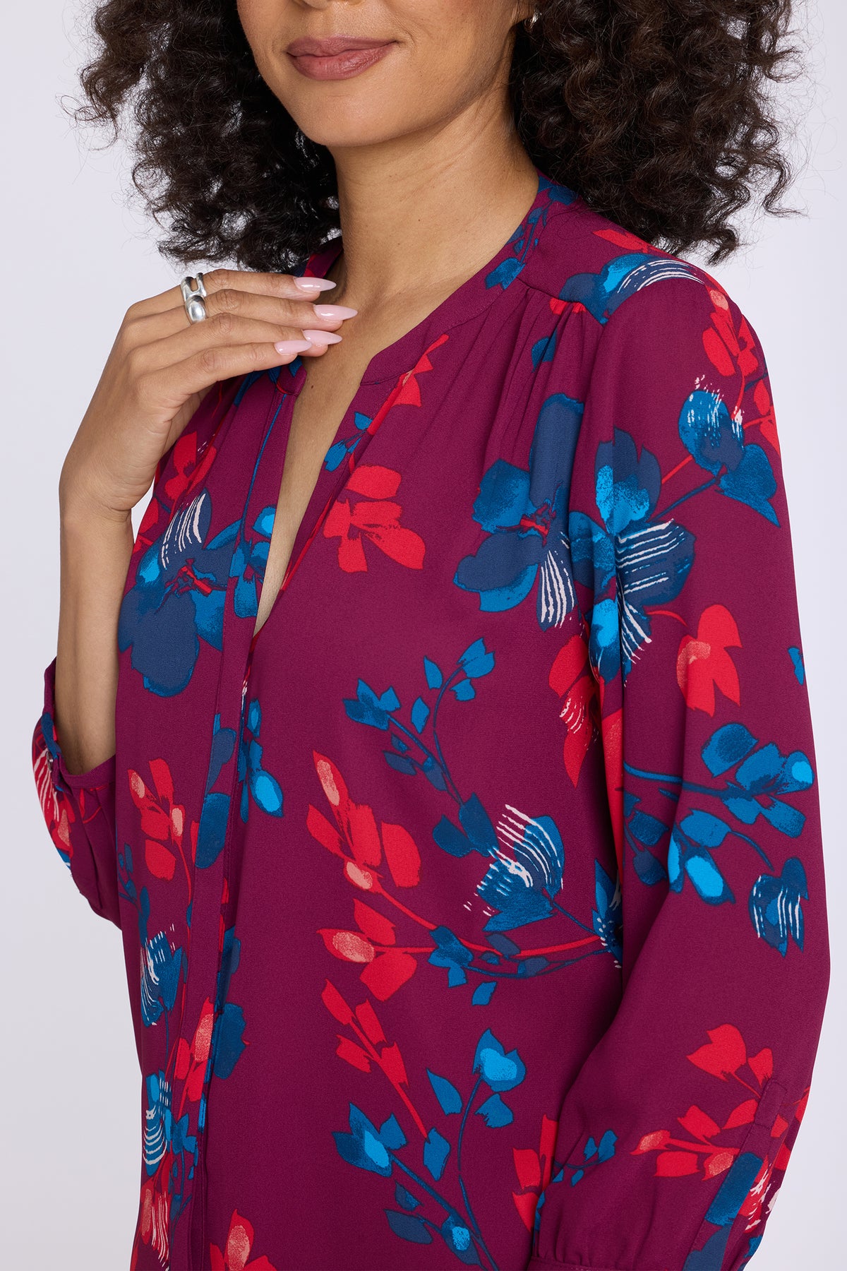 NYDJ Pintuck Blouse  - Floral Blooms Jazzy