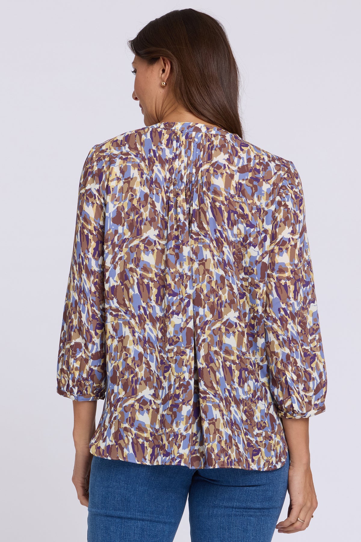 NYDJ Pintuck Blouse  - West End Abstract Dewberry