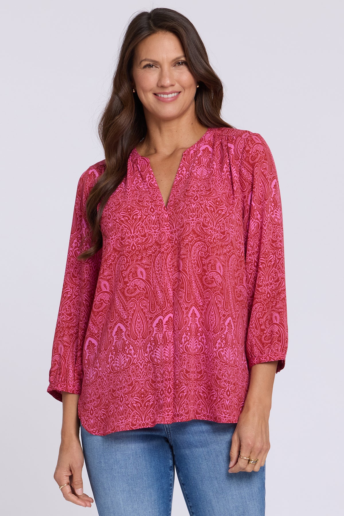 NYDJ Pintuck Blouse  - Paisley Rose