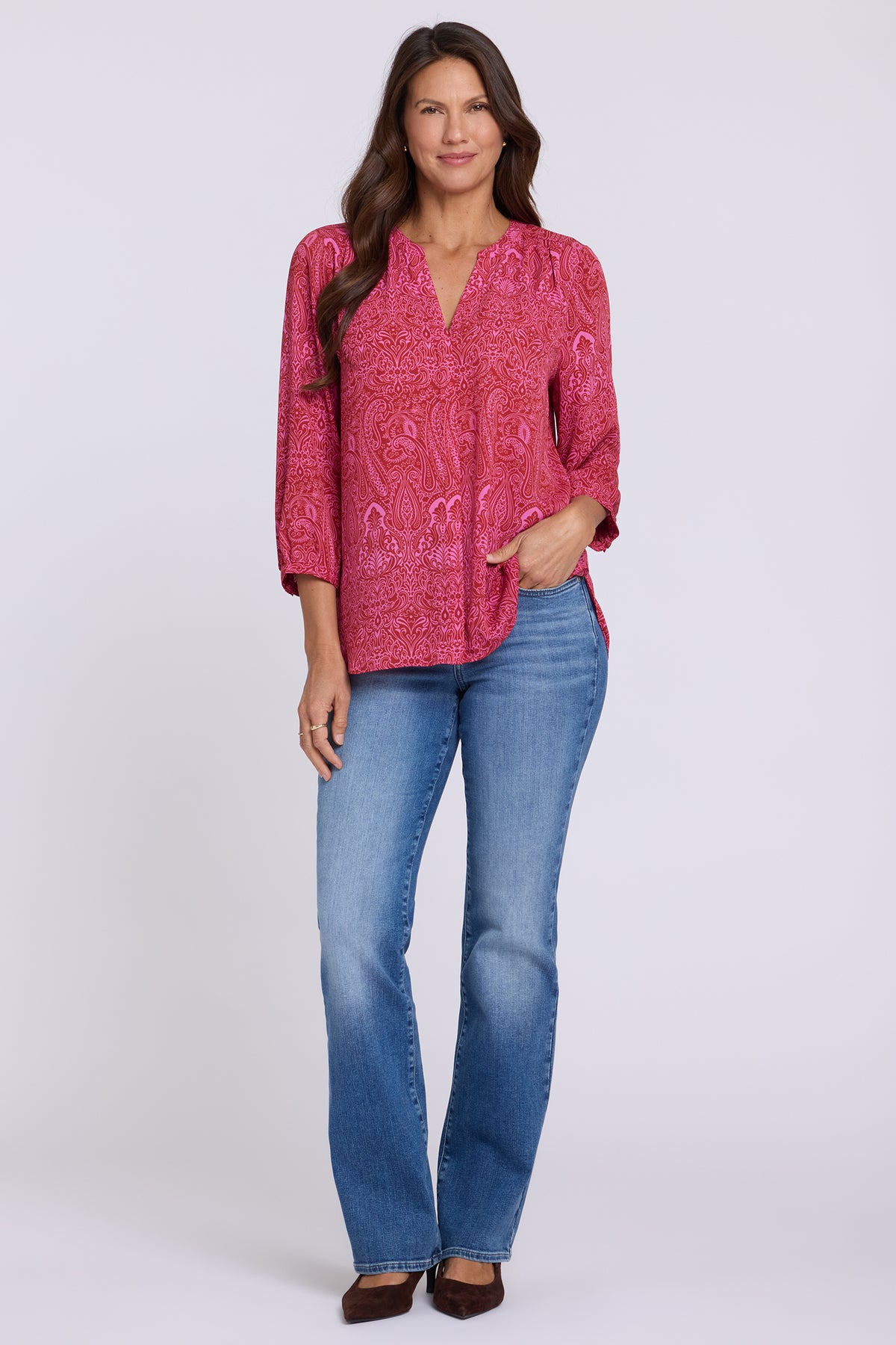 NYDJ Pintuck Blouse  - Paisley Rose