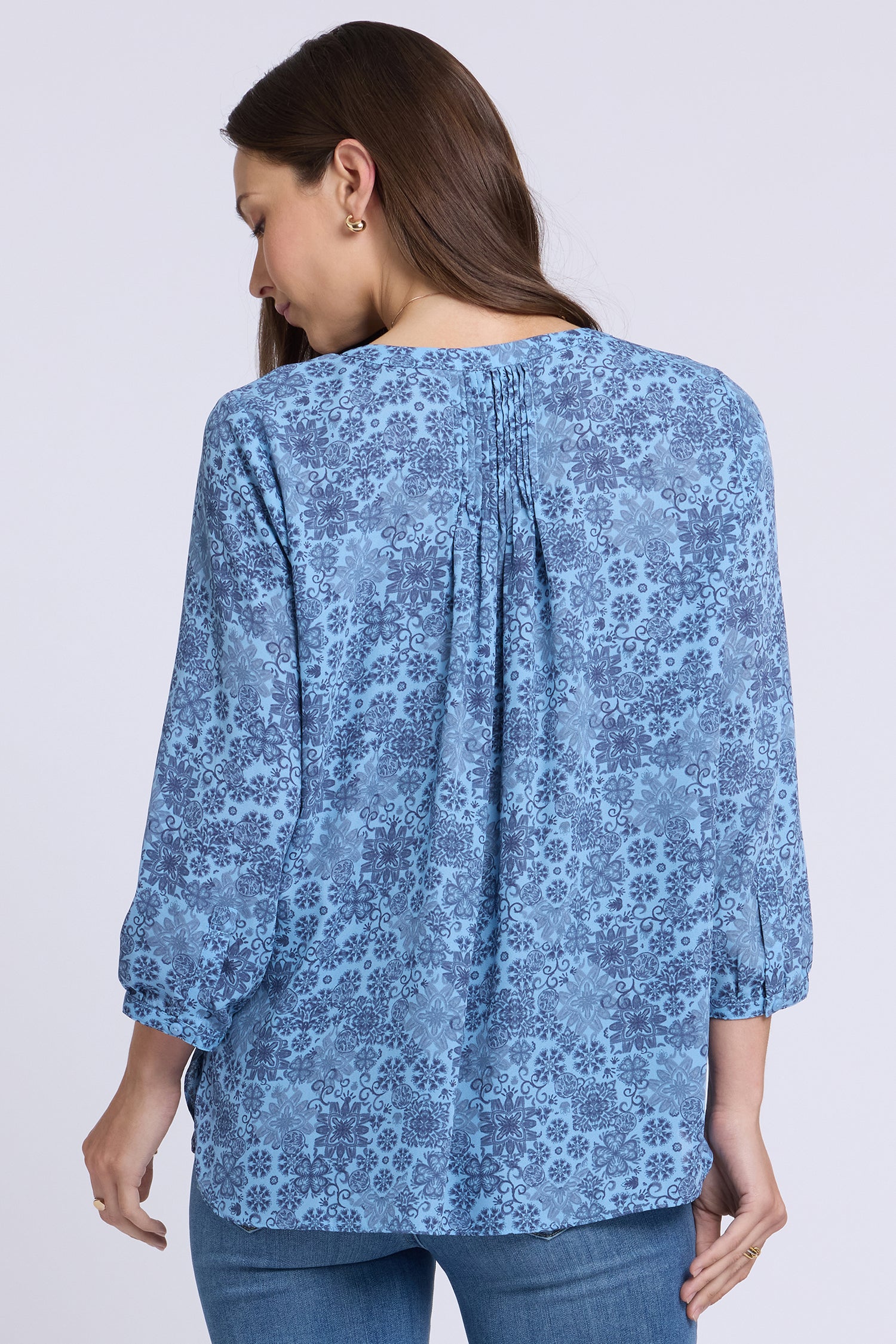 NYDJ Pintuck Blouse  - Blue Dusk Crystals