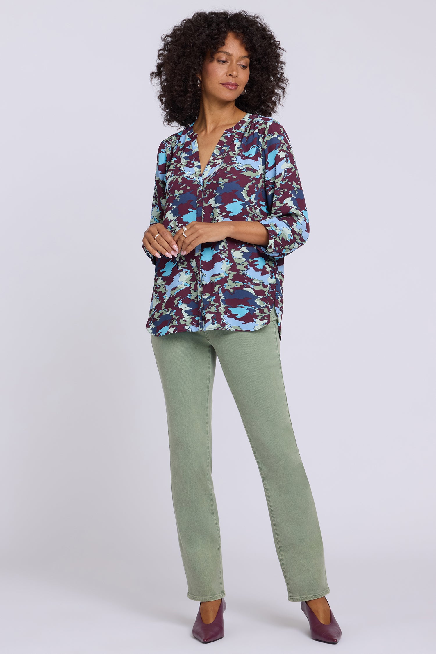 NYDJ Pintuck Blouse  - Boundless Mauve