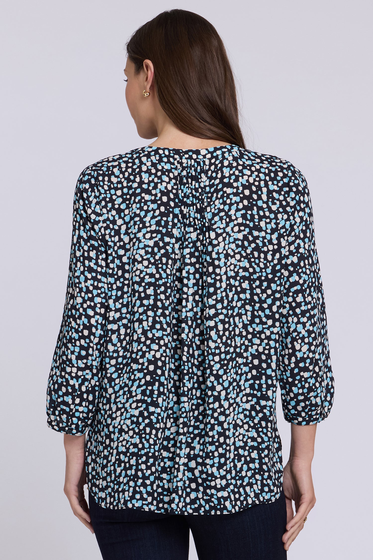 NYDJ Pintuck Blouse  - Random Dots Bluebell