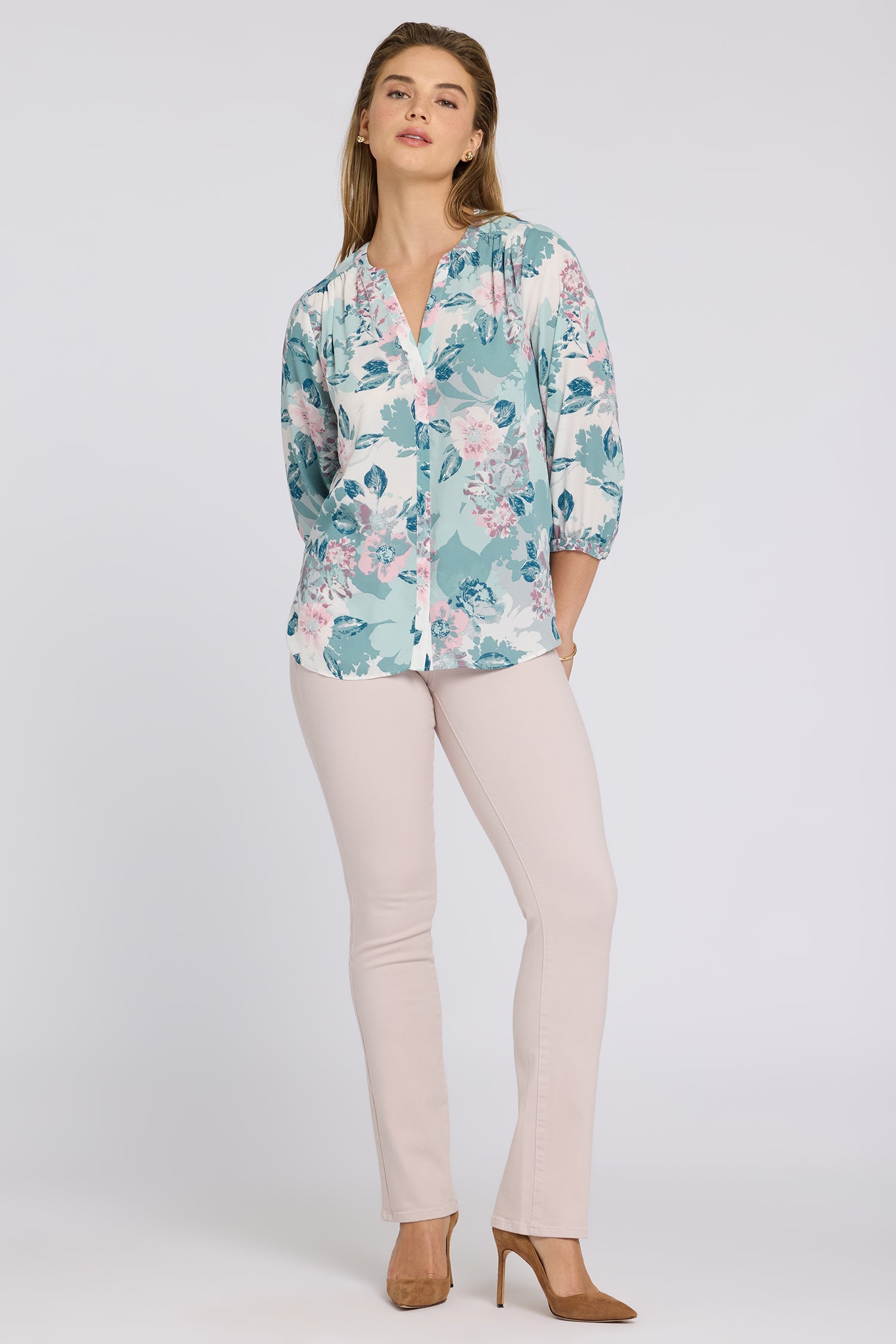 Pintuck Blouse - Floral Mosaic Multi | NYDJ