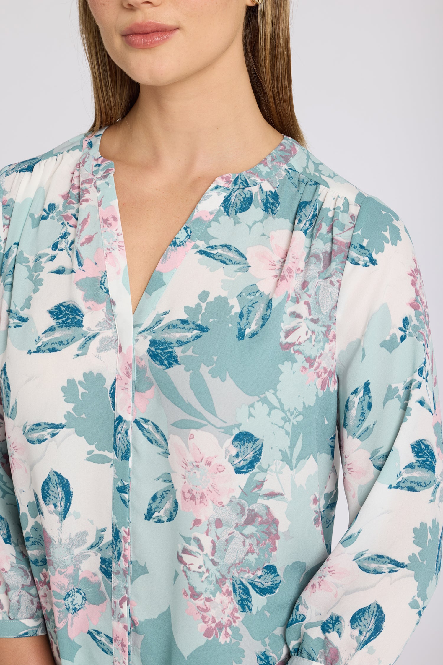 Pintuck Blouse - Floral Mosaic Multi | NYDJ