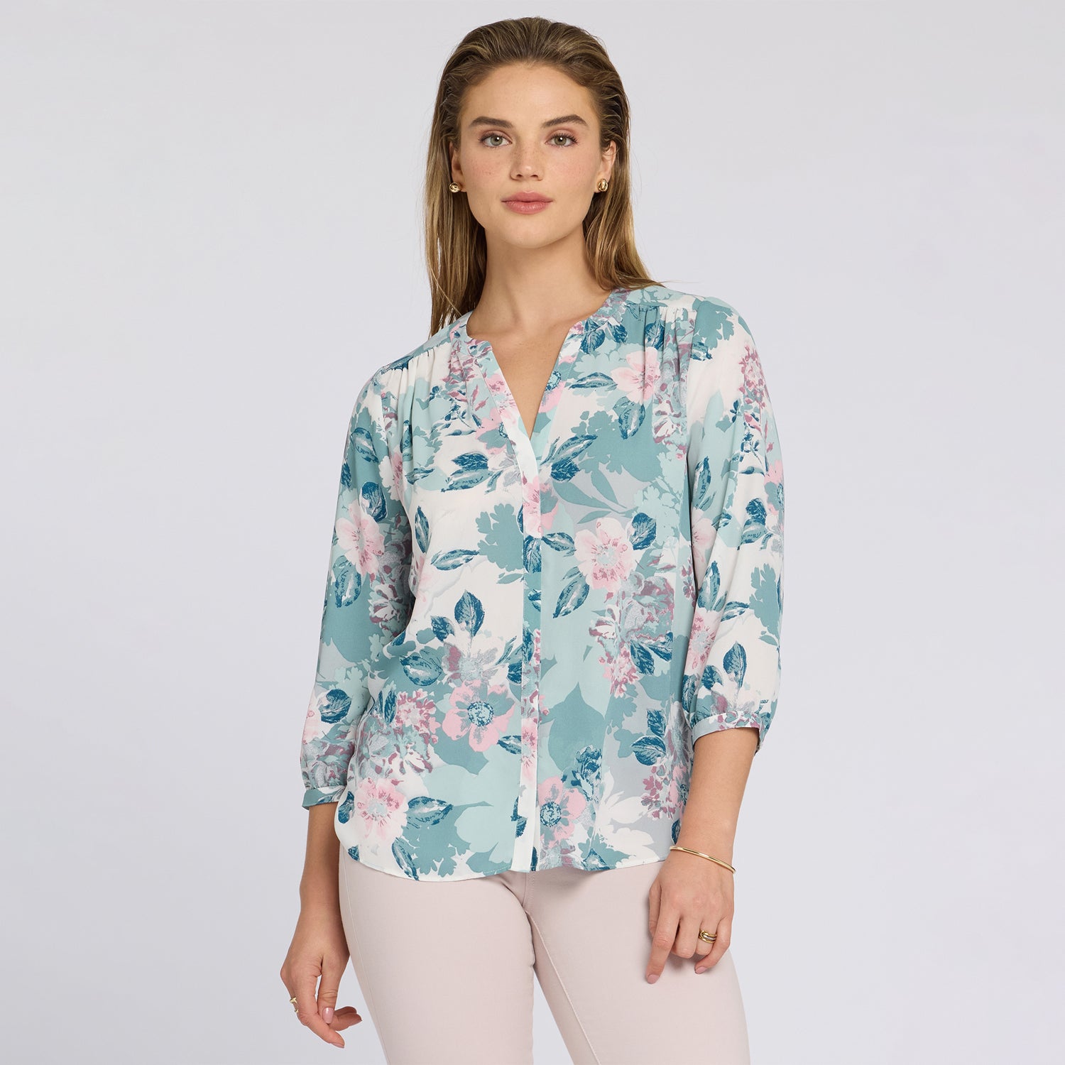 Pintuck Blouse - Floral Mosaic Multi | NYDJ