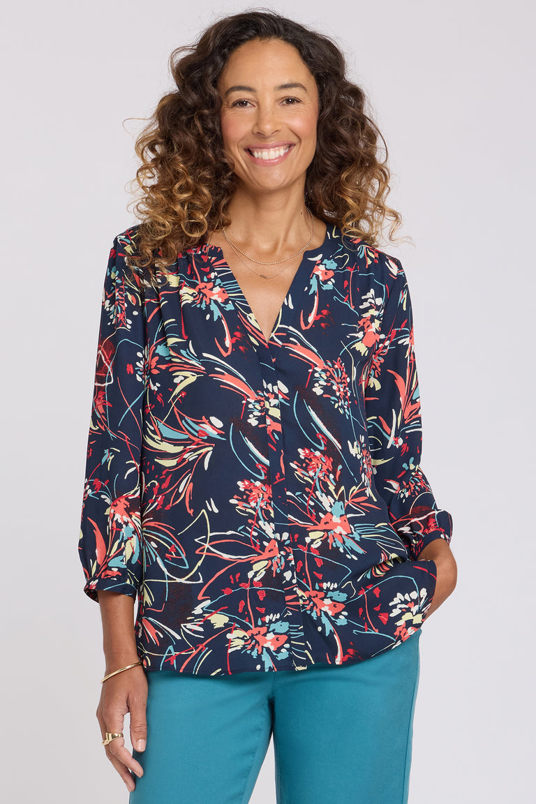 NYDJ Pintuck Blouse  - Blooming Potpourri