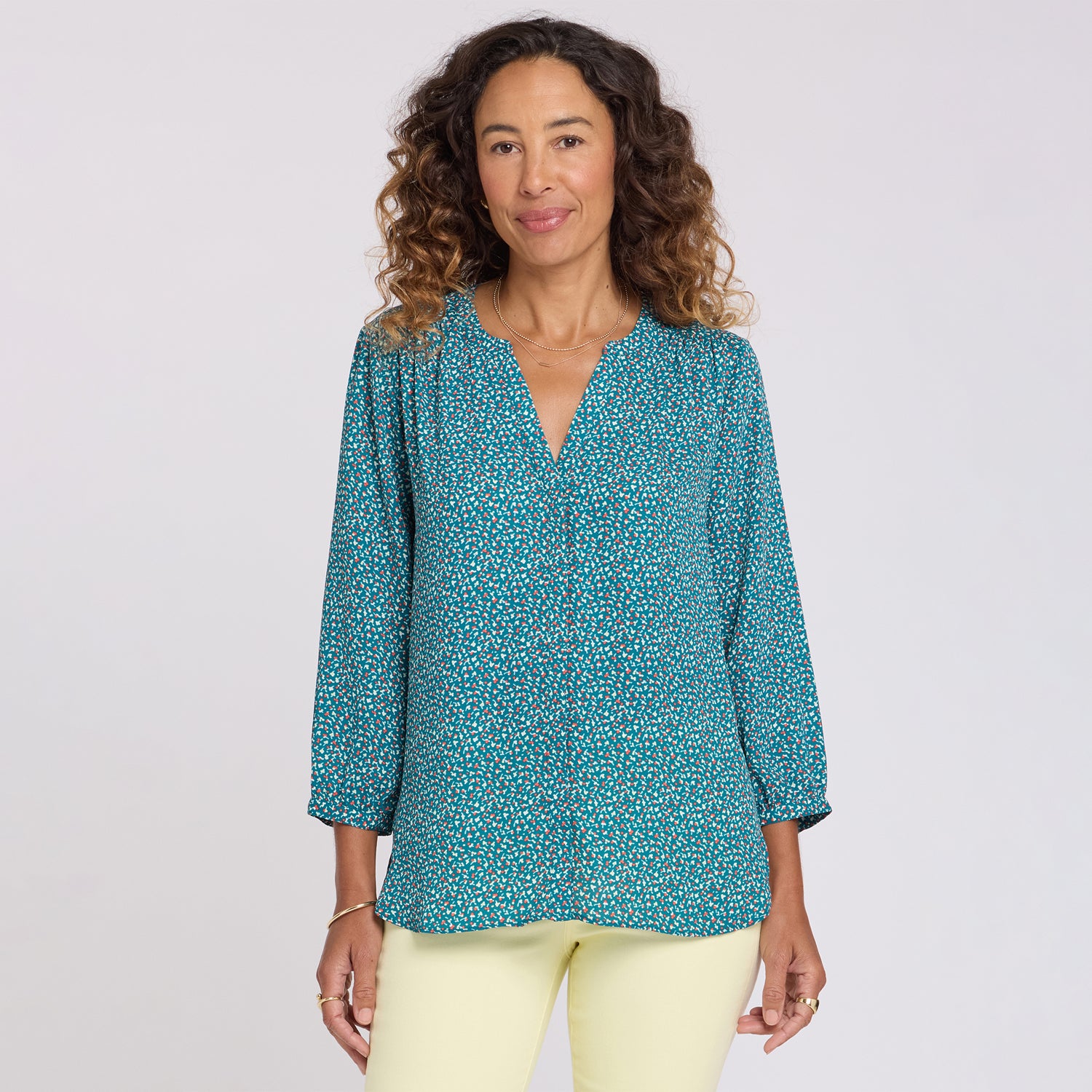 Pintuck Blouse - Darcy Ditsy Multi | NYDJ