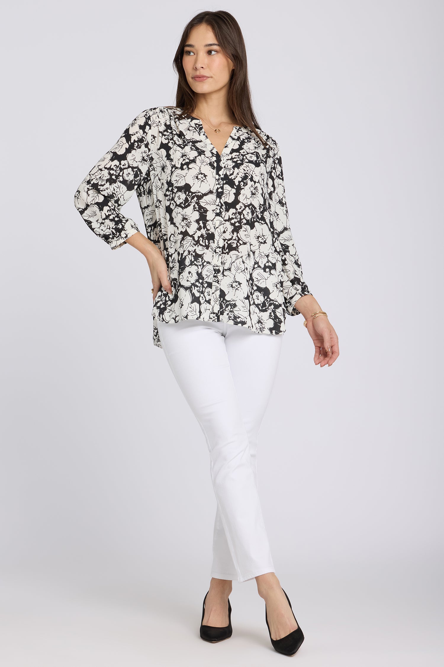 Pintuck Blouse - Poignant Poppies Multi | NYDJ