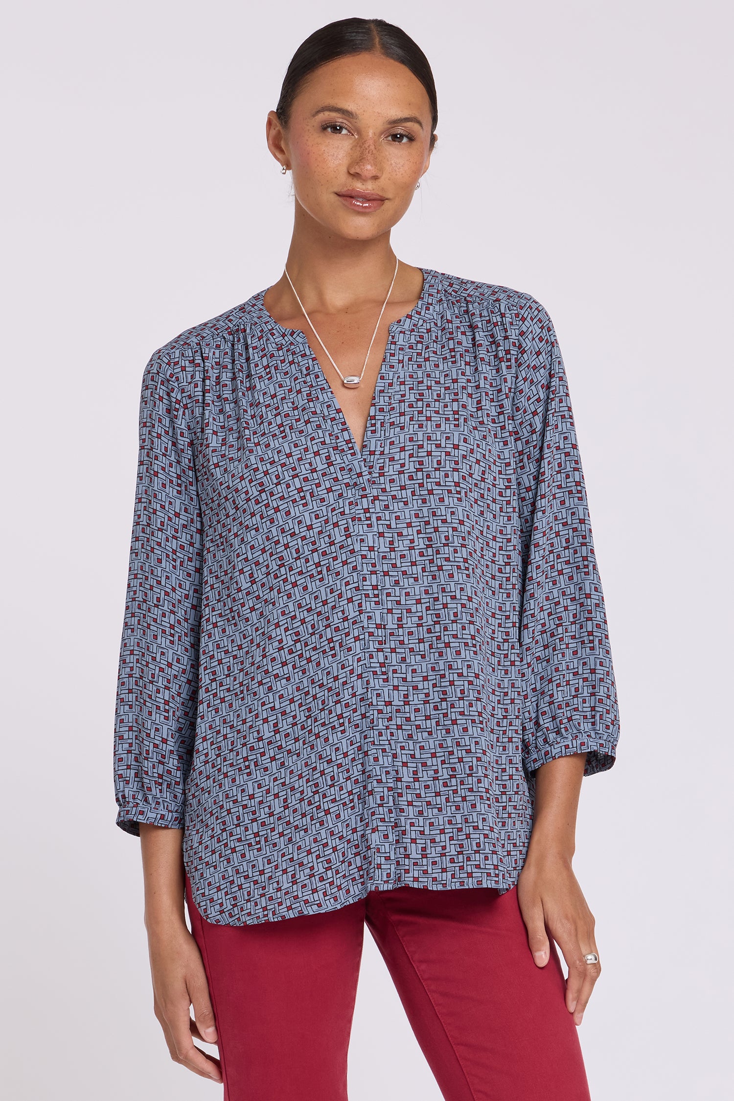 Pintuck Blouse - Gillian Geo Prints | NYDJ
