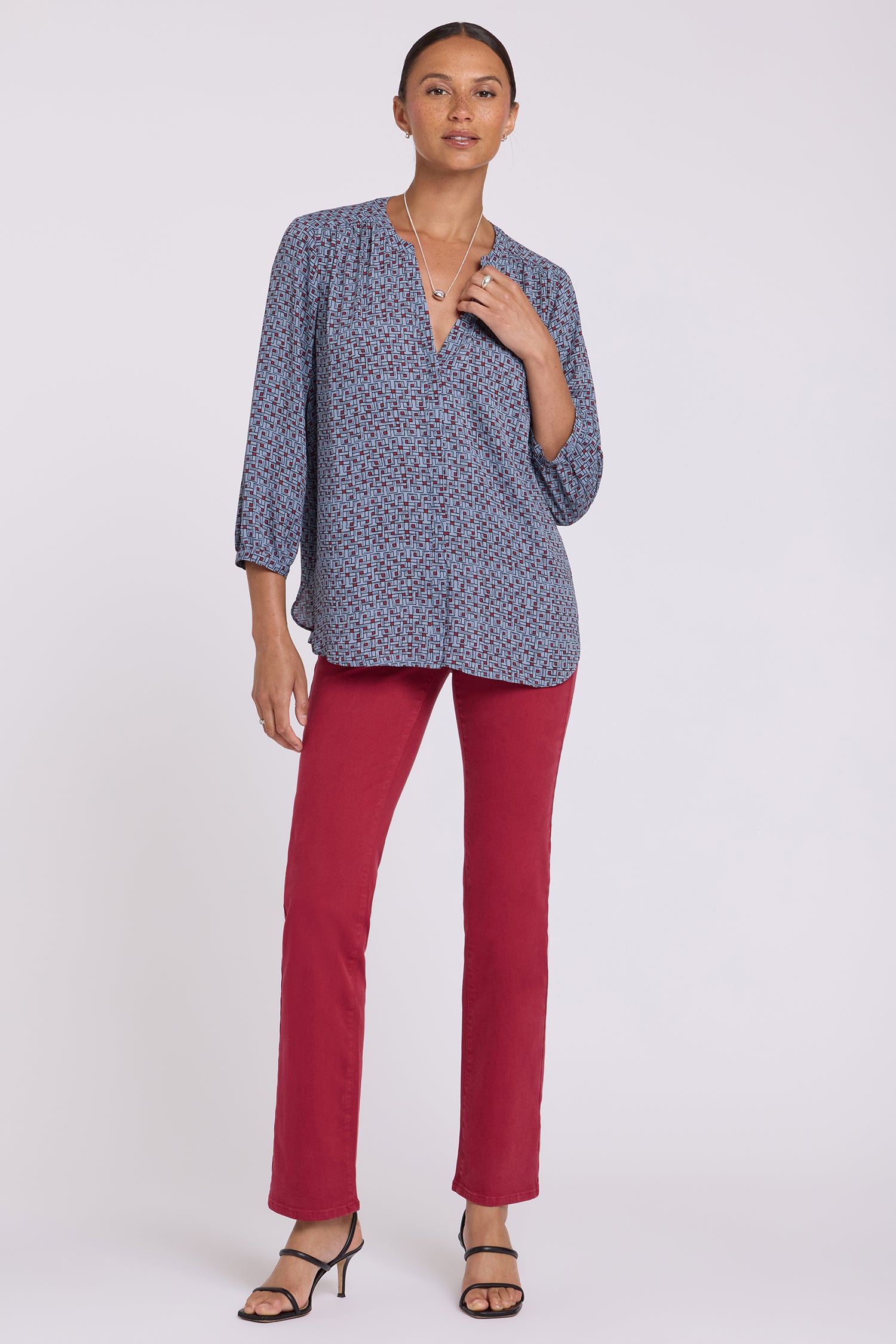 Pintuck Blouse - Gillian Geo Prints | NYDJ