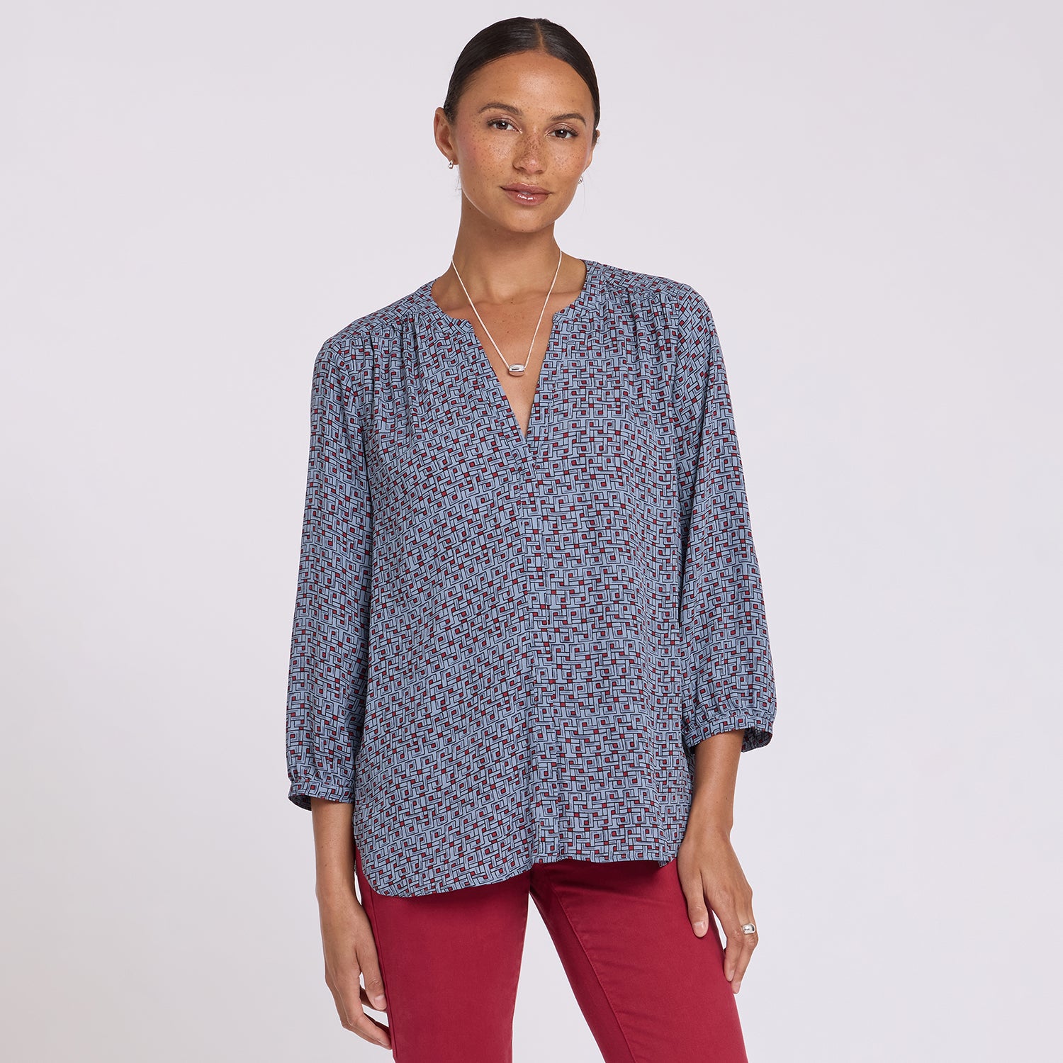 Pintuck Blouse - Gillian Geo Prints | NYDJ