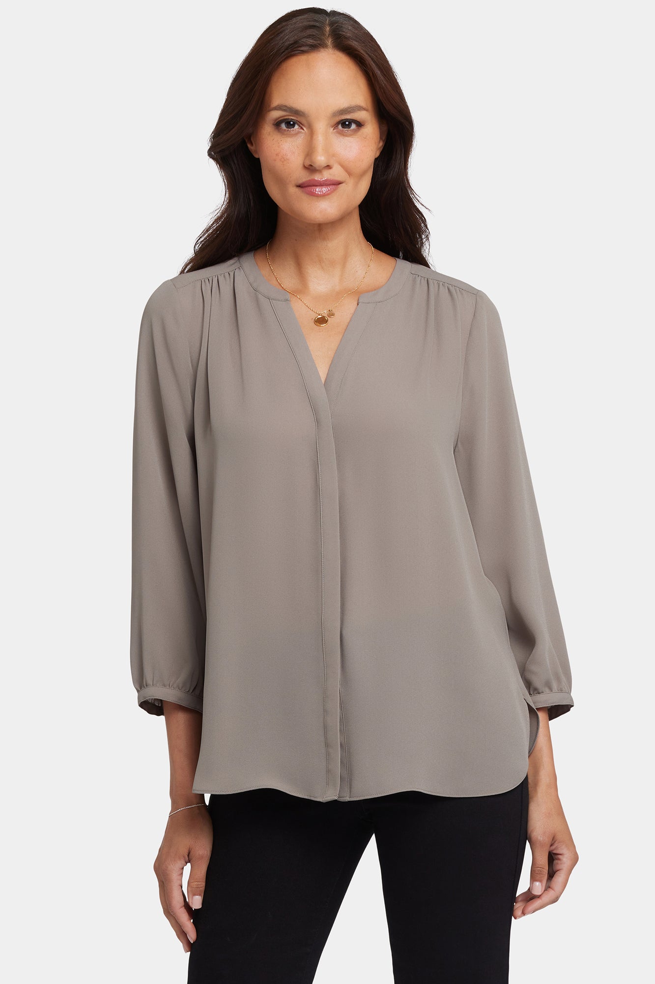 NYDJ Pintuck Blouse  - Saddlewood