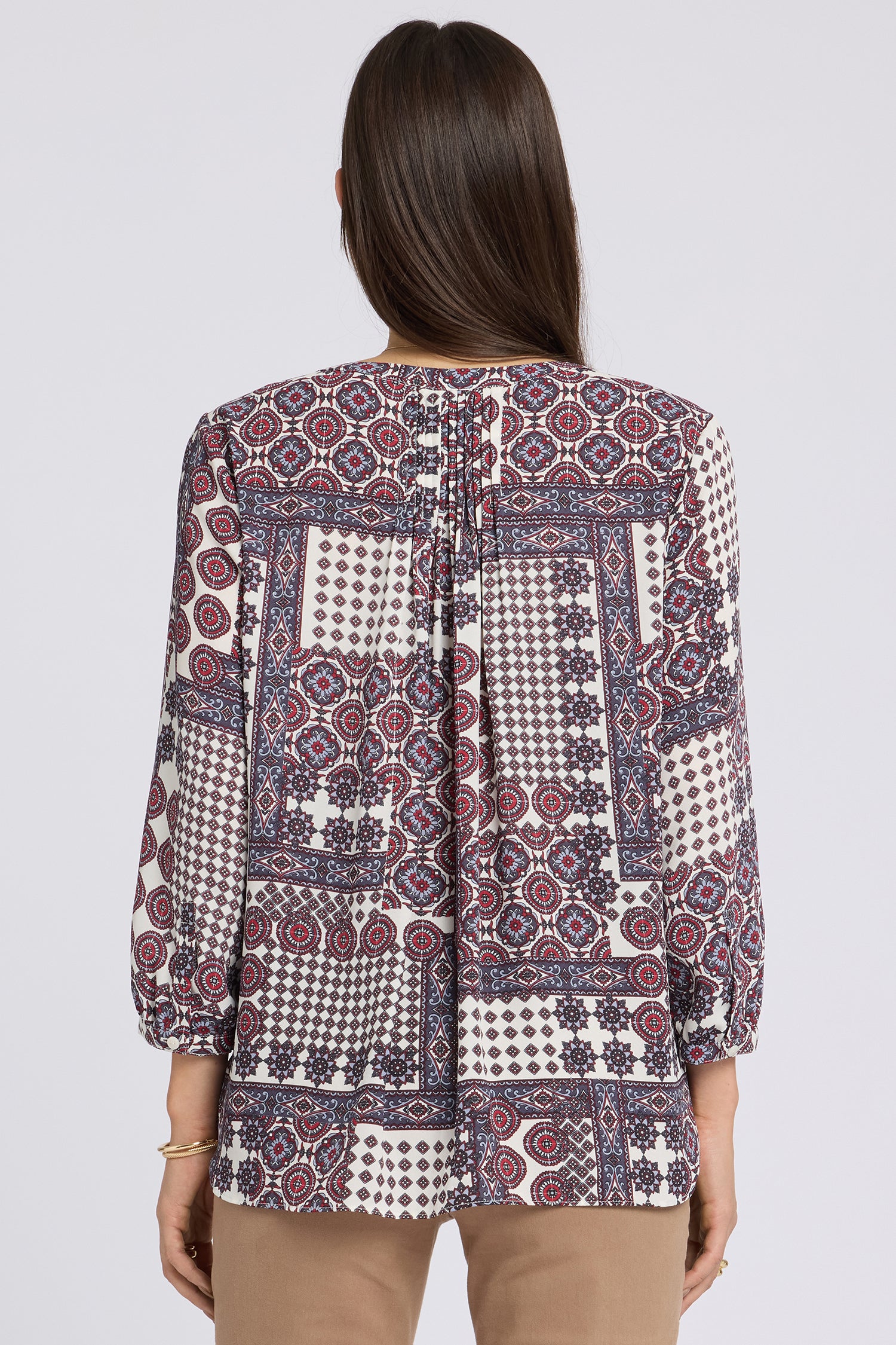 【foufou】伊勢丹限定 classical pintuck blouse Pintuck Blouse - Vintage Patchwork Red | NYDJ