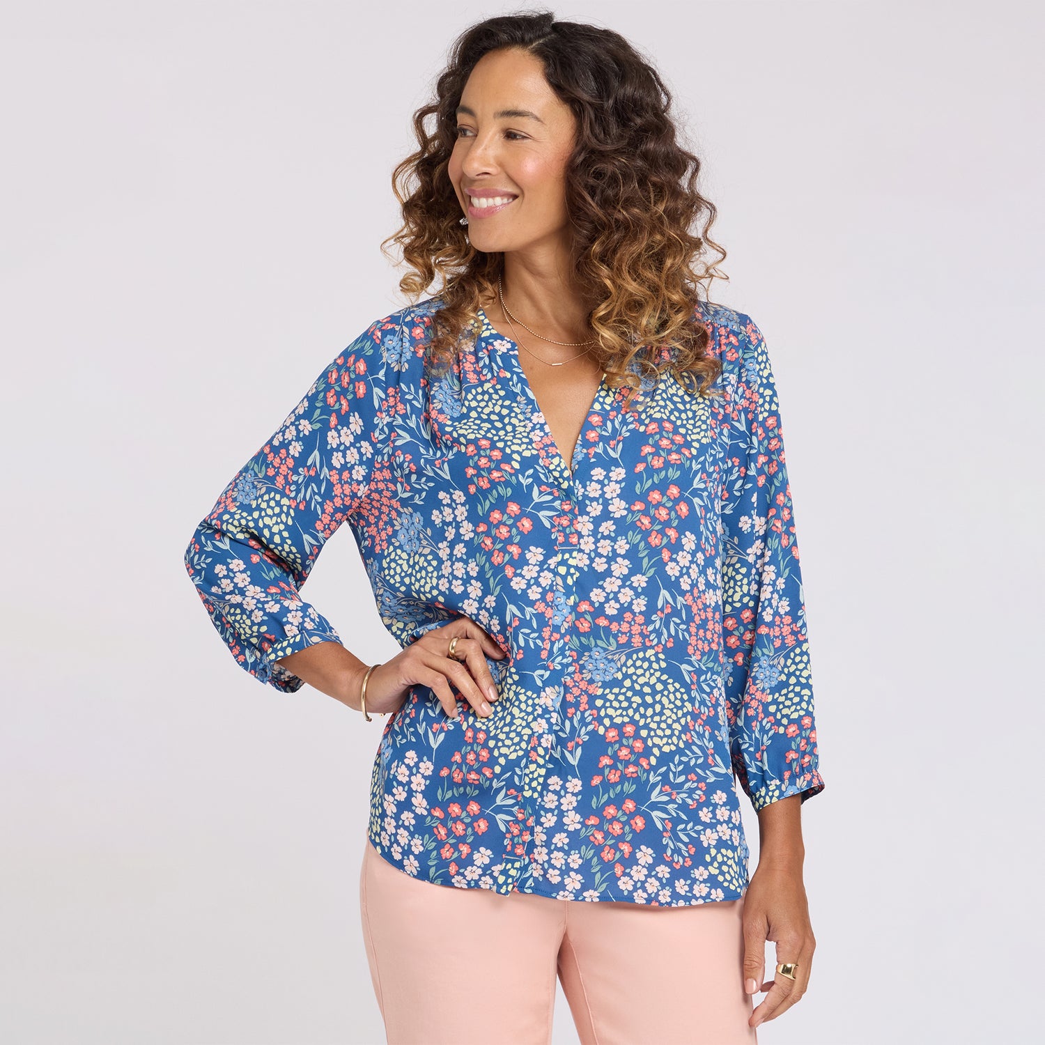 Pintuck Blouse - Walking on Sunshine Pink | NYDJ