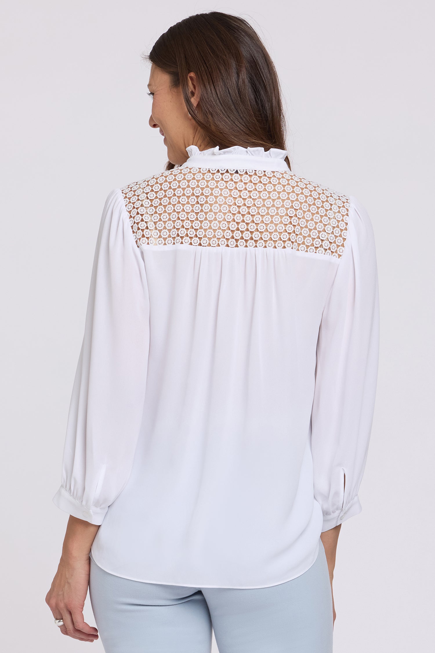Lorelei Lace Yoke Blouse - Optic White White | NYDJ