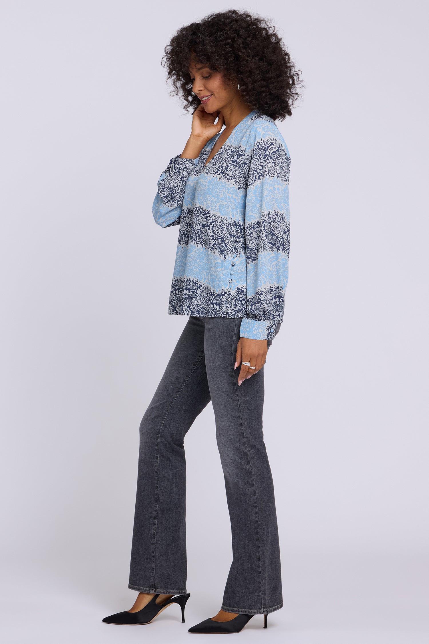 NYDJ Rachel Blouse  - Kingsbridge Stripe Blue