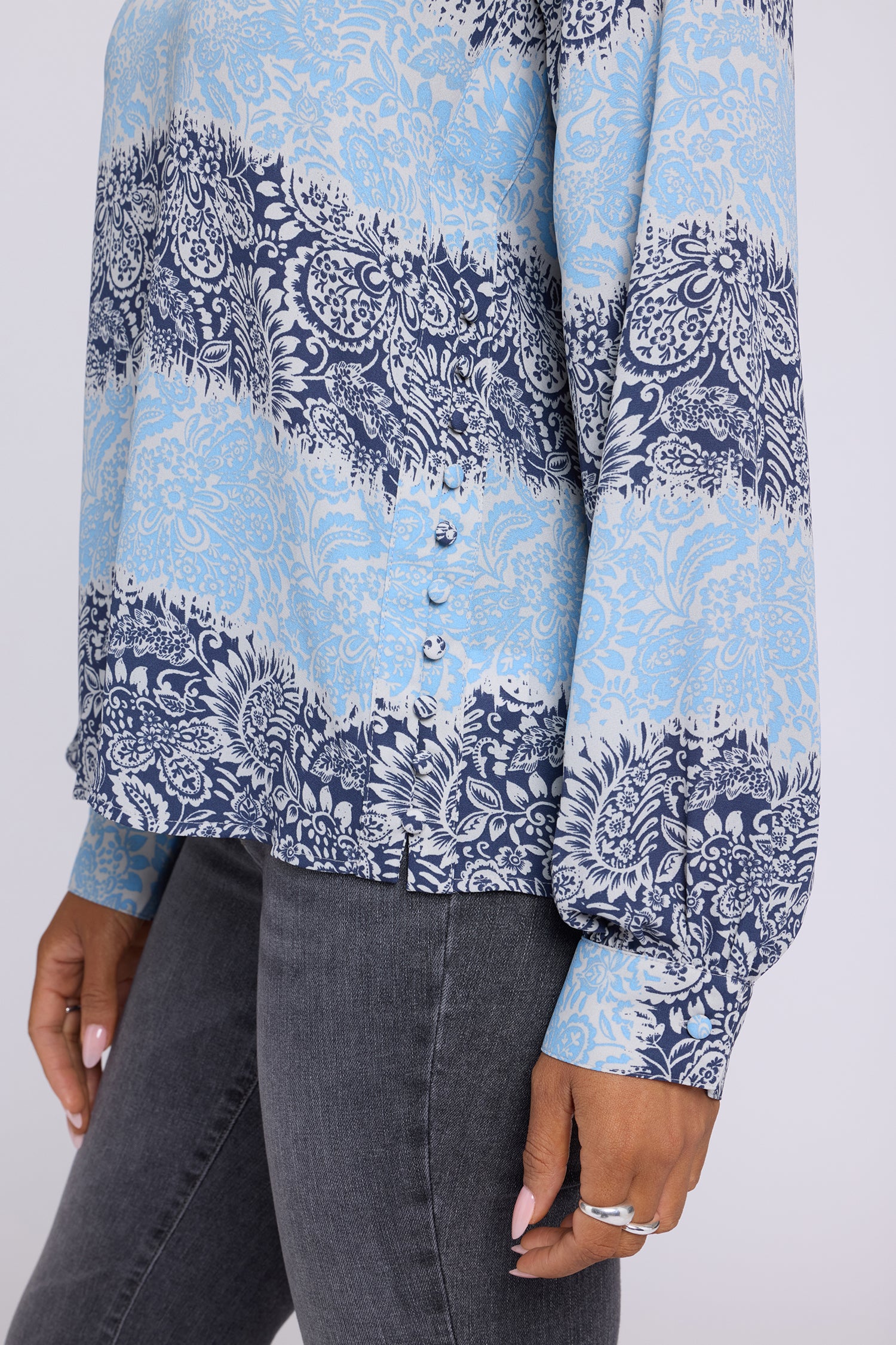 NYDJ Rachel Blouse  - Kingsbridge Stripe Blue