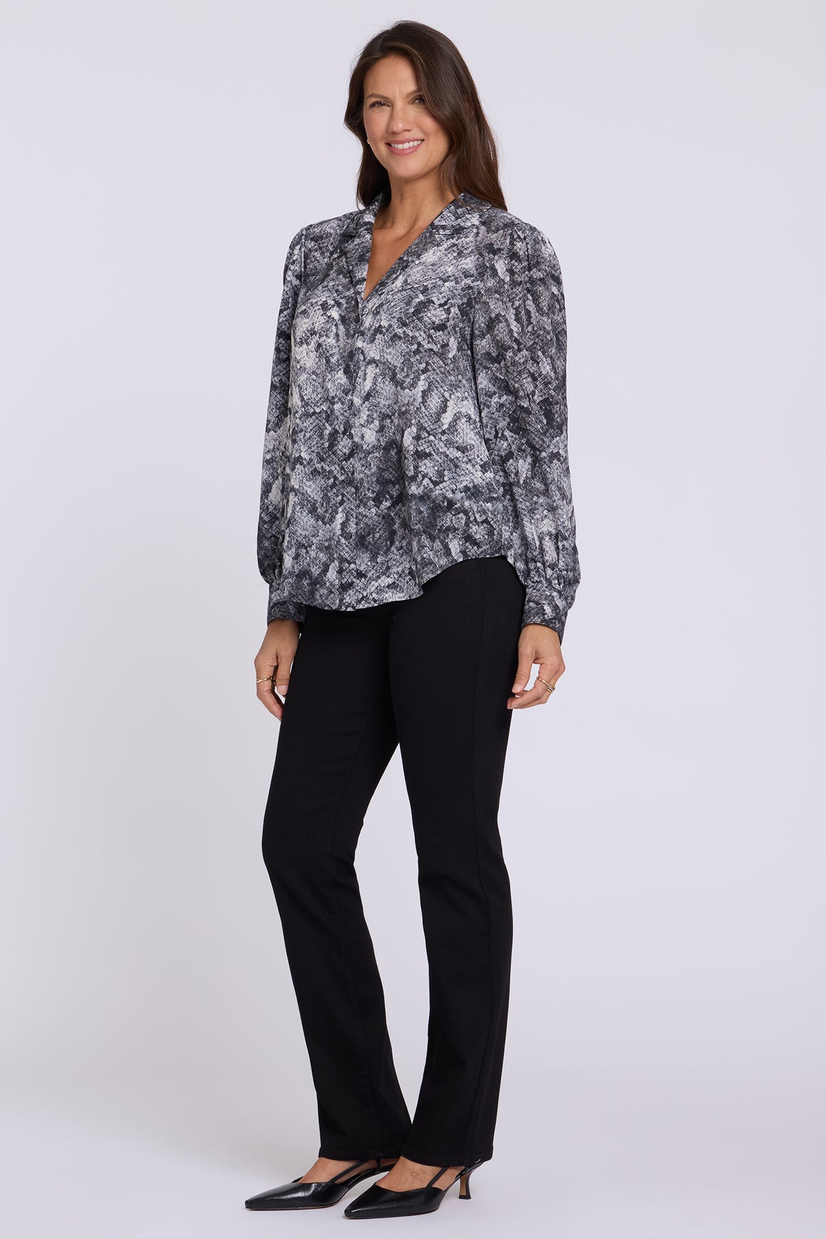 NYDJ Lyla Blouse  - Snake Grey