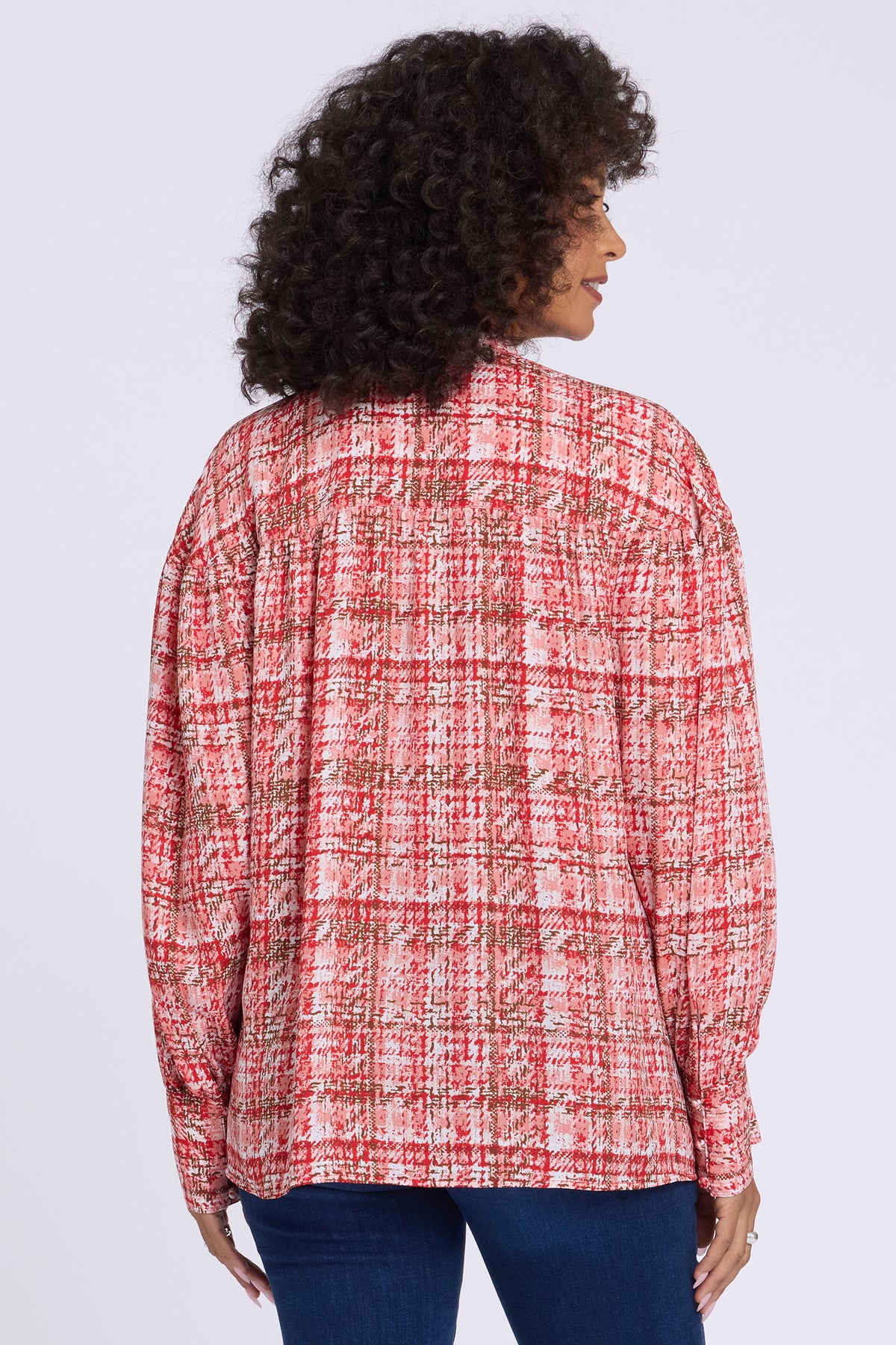 NYDJ Anika Blouse  - Abstract Tweed Camellia
