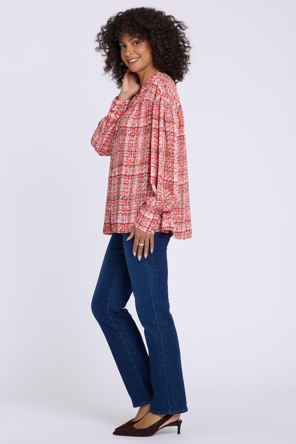 NYDJ Anika Blouse  - Abstract Tweed Camellia