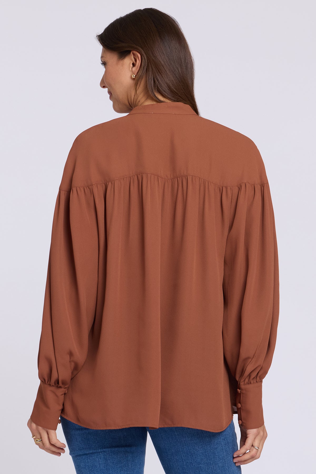NYDJ Anika Blouse  - Mocha Bisque
