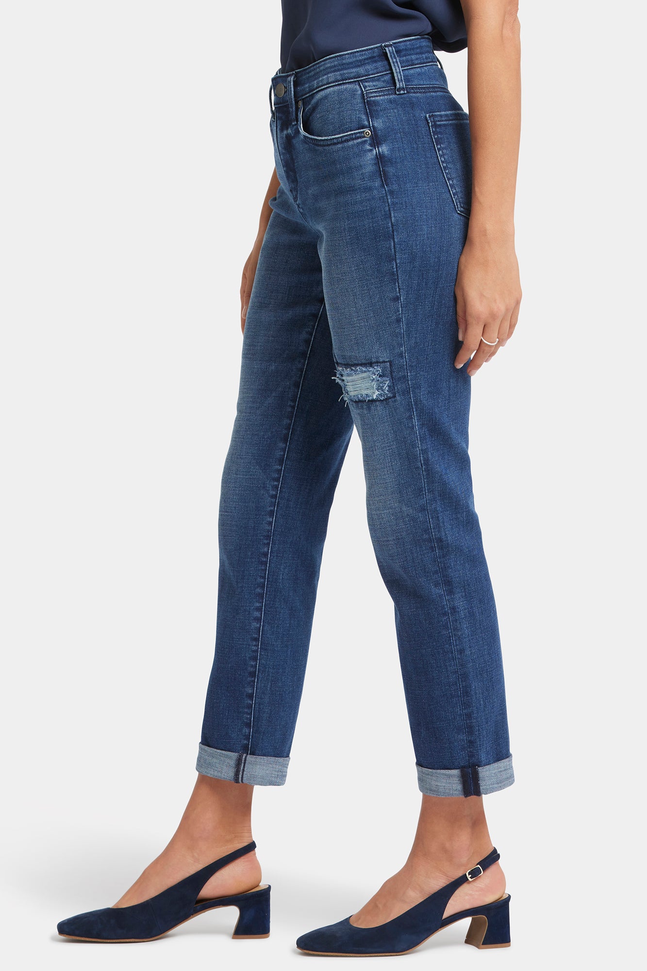 NYDJ Margot Girlfriend Jeans With Striped Patch - Moonlight