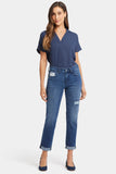 NYDJ Margot Girlfriend Jeans With Striped Patch - Moonlight