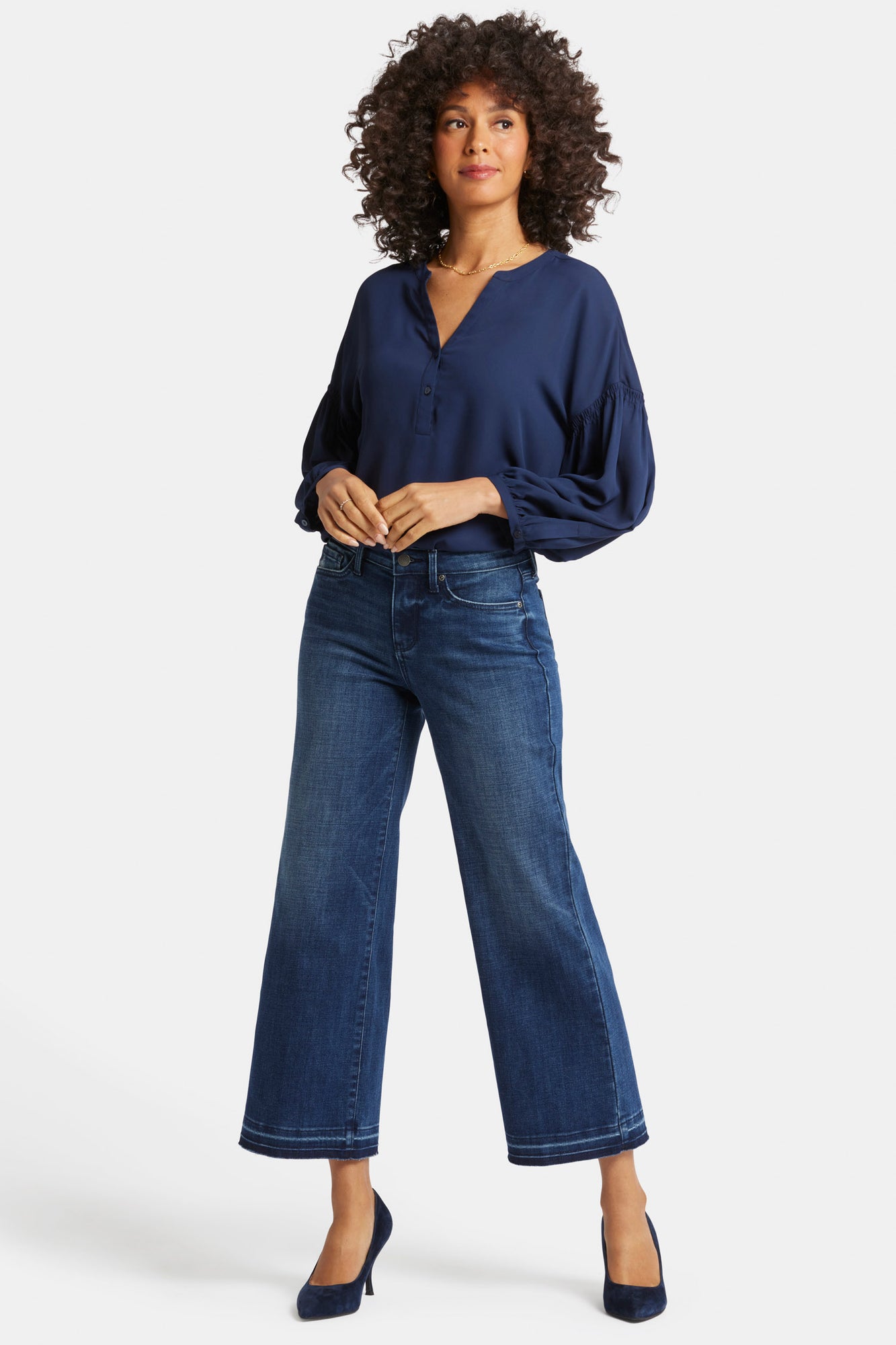 NYDJ Teresa Wide Leg Ankle Jeans With Released Hems - Moonlight