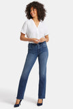 NYDJ Marilyn Straight Jeans With High Rise And Frayed Hems - Moonlight