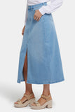 NYDJ High Rise Long Skirt With Center Front Slit - Canary Beach