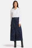 NYDJ High Rise Long Skirt With Center Front Slit - Dark Indigo Salome