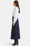 NYDJ High Rise Long Skirt With Center Front Slit - Dark Indigo Salome