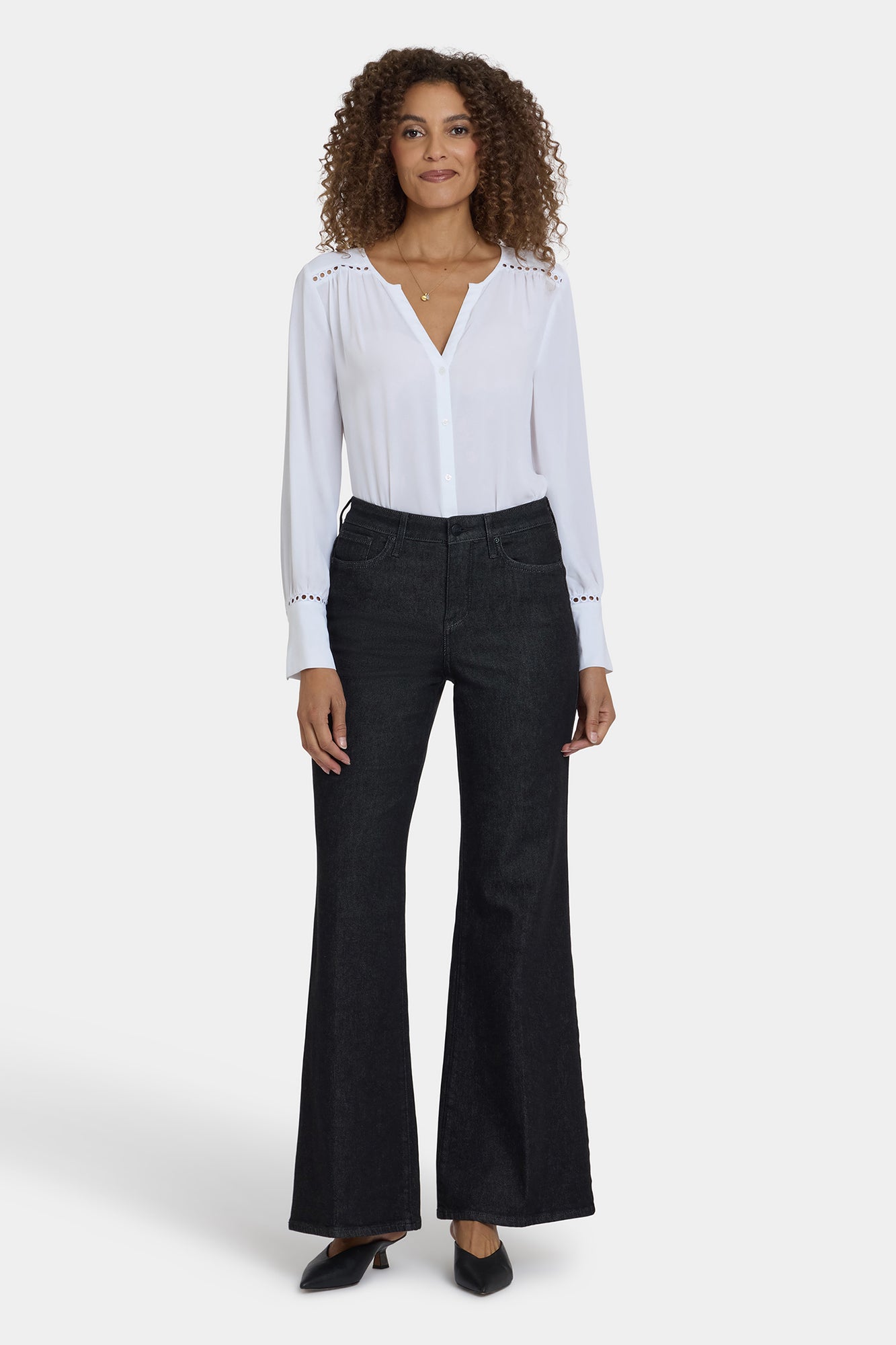 NYDJ Mia Palazzo Jeans With High Rise - Black Rinse