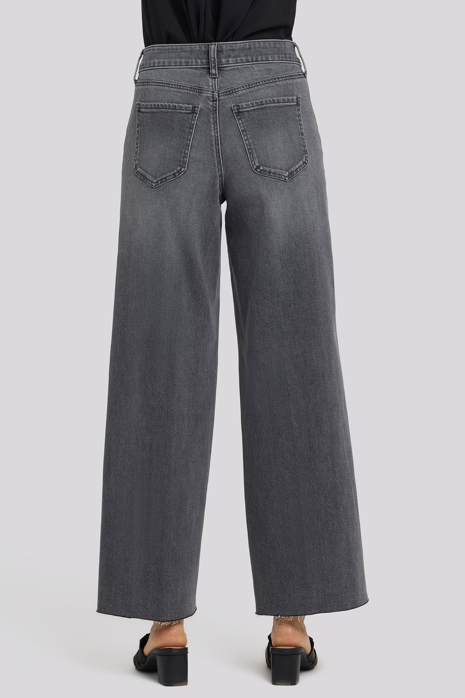 Simone Wide Leg Jeans With High Rise, Utility Detail And Raw Hems