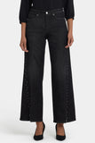 NYDJ Teresa Wide Leg Jeans With Rhinestones, Front Slits And 31" Inseam - French Nightfall