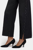NYDJ Teresa Wide Leg Jeans With Rhinestones, Front Slits And 31" Inseam - French Nightfall