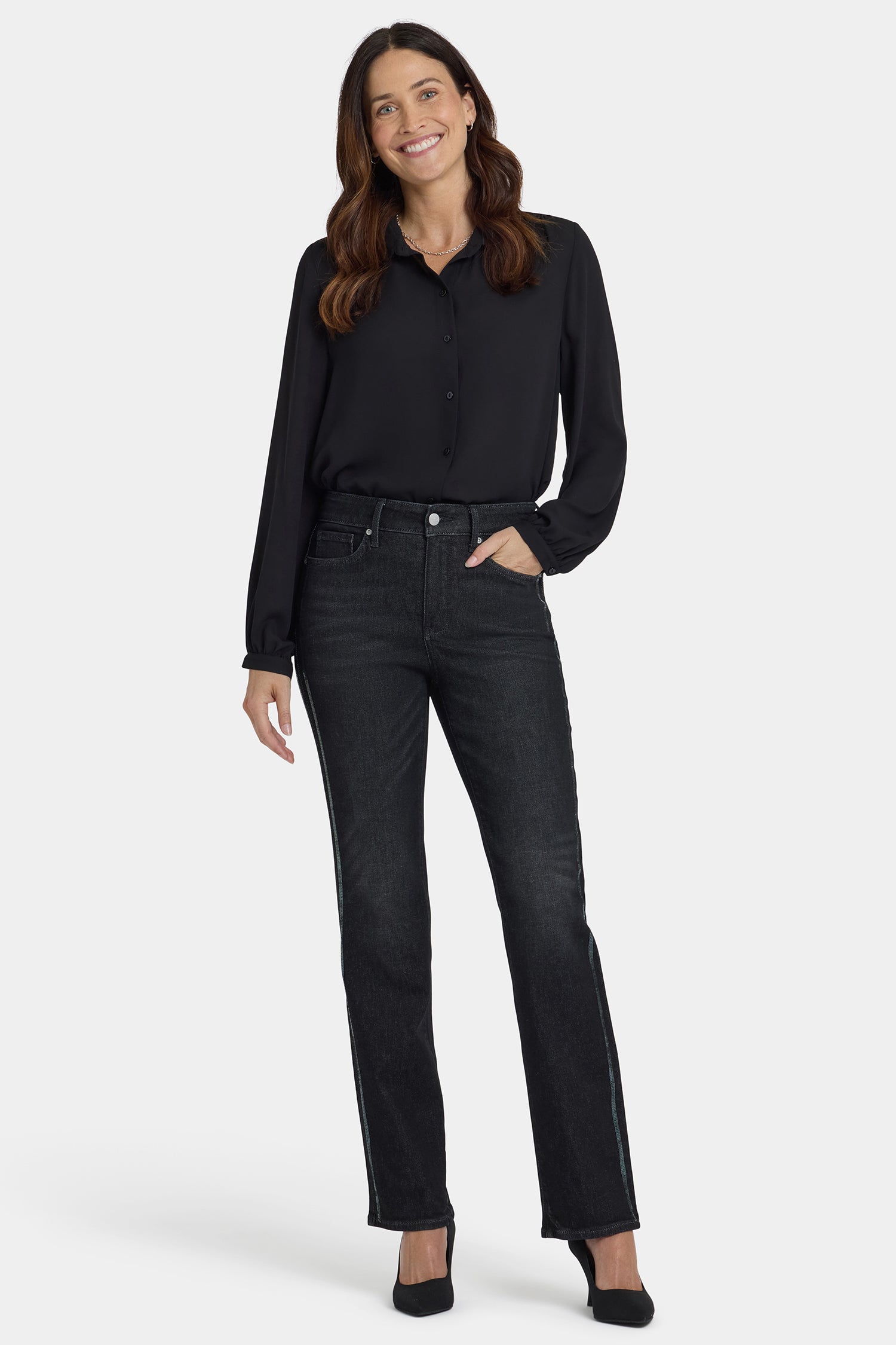 NYDJ Marilyn Straight Jeans With High Rise, Sequins And 31
