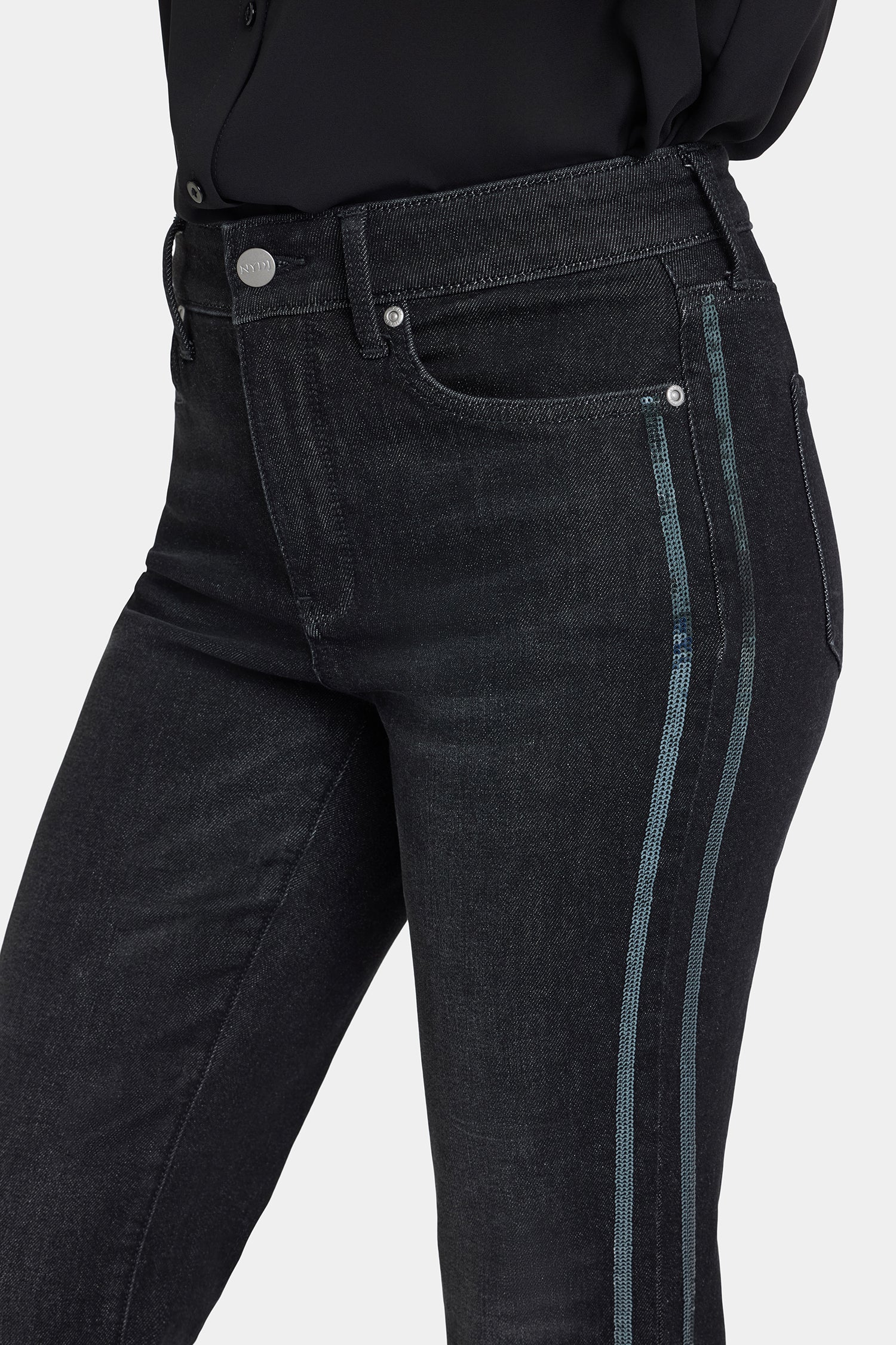 NYDJ Marilyn Straight Jeans With High Rise, Sequins And 31