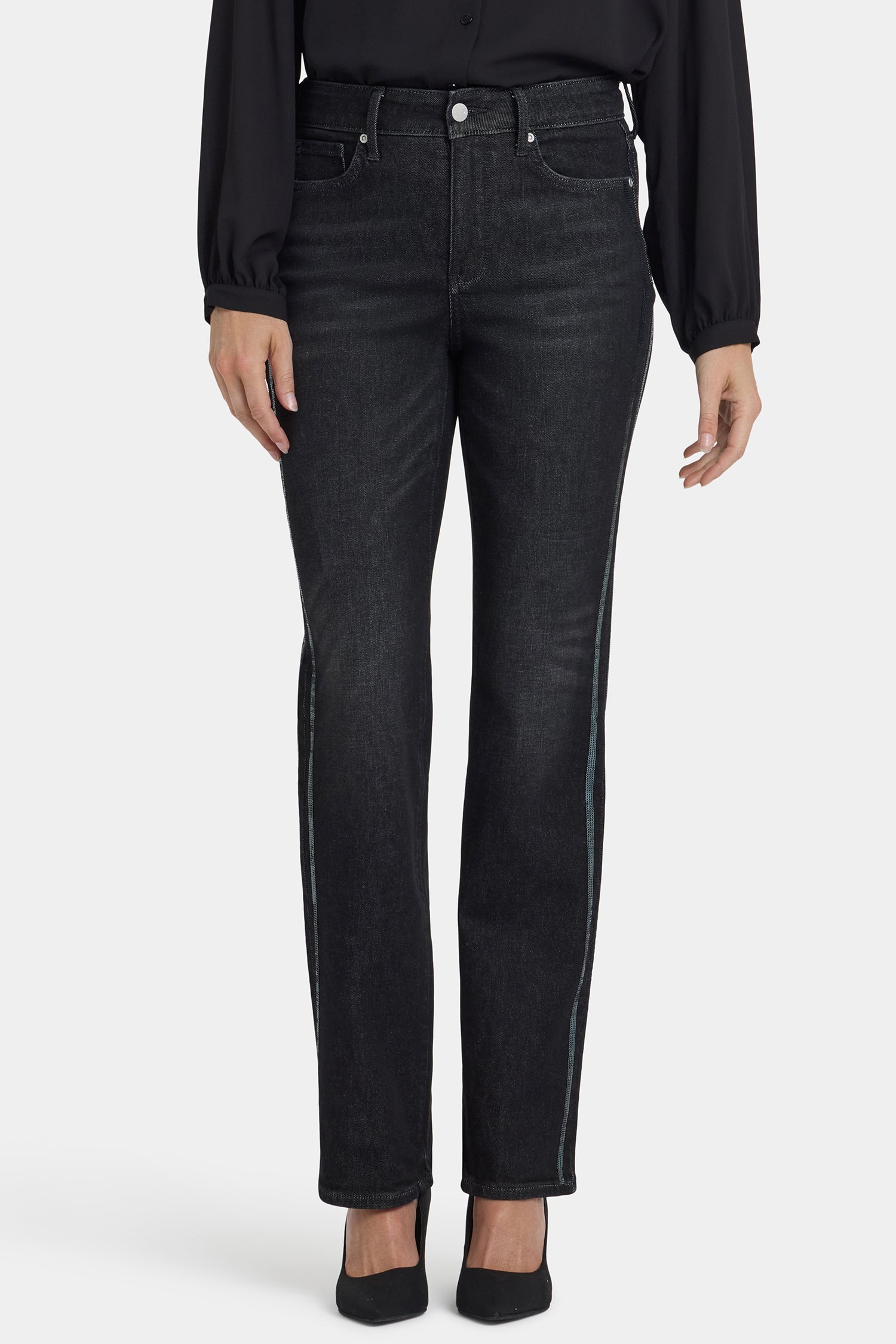 NYDJ Marilyn Straight Jeans With High Rise, Sequins And 31