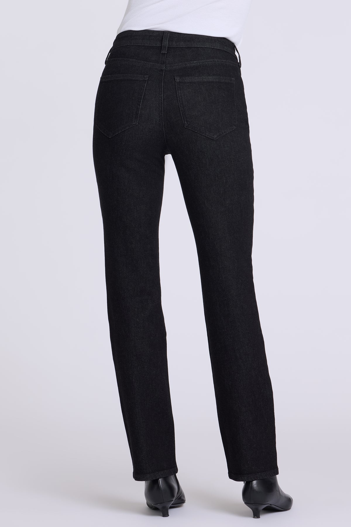 NYDJ Marilyn Straight Jeans With High Rise, Studs And 31" Inseam - Black Rinse