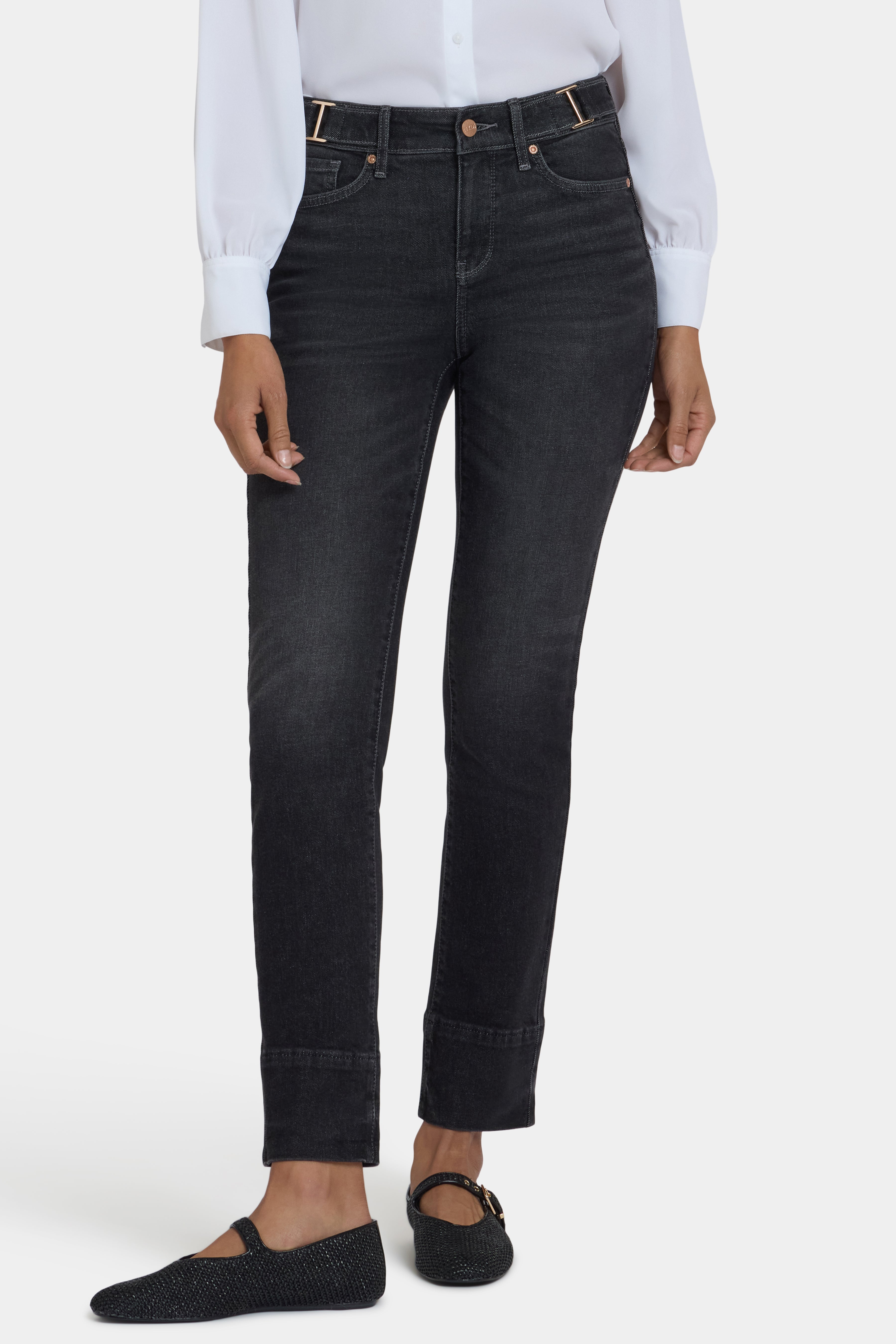 Sheri Slim Jeans With Waistband Buckle Detail - Paris Lights Grey