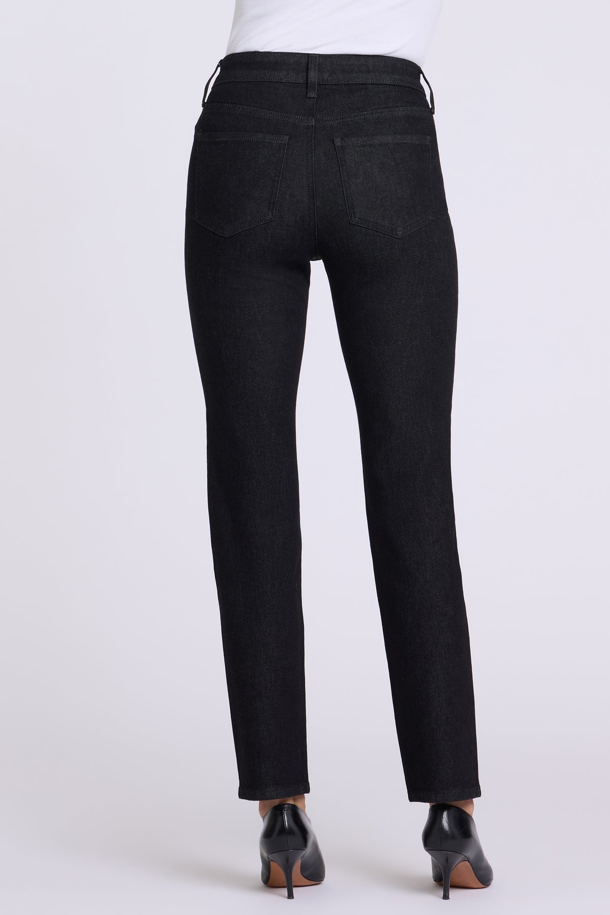 NYDJ Sheri Slim Straight Jeans With High Rise And Studs - Black Rinse