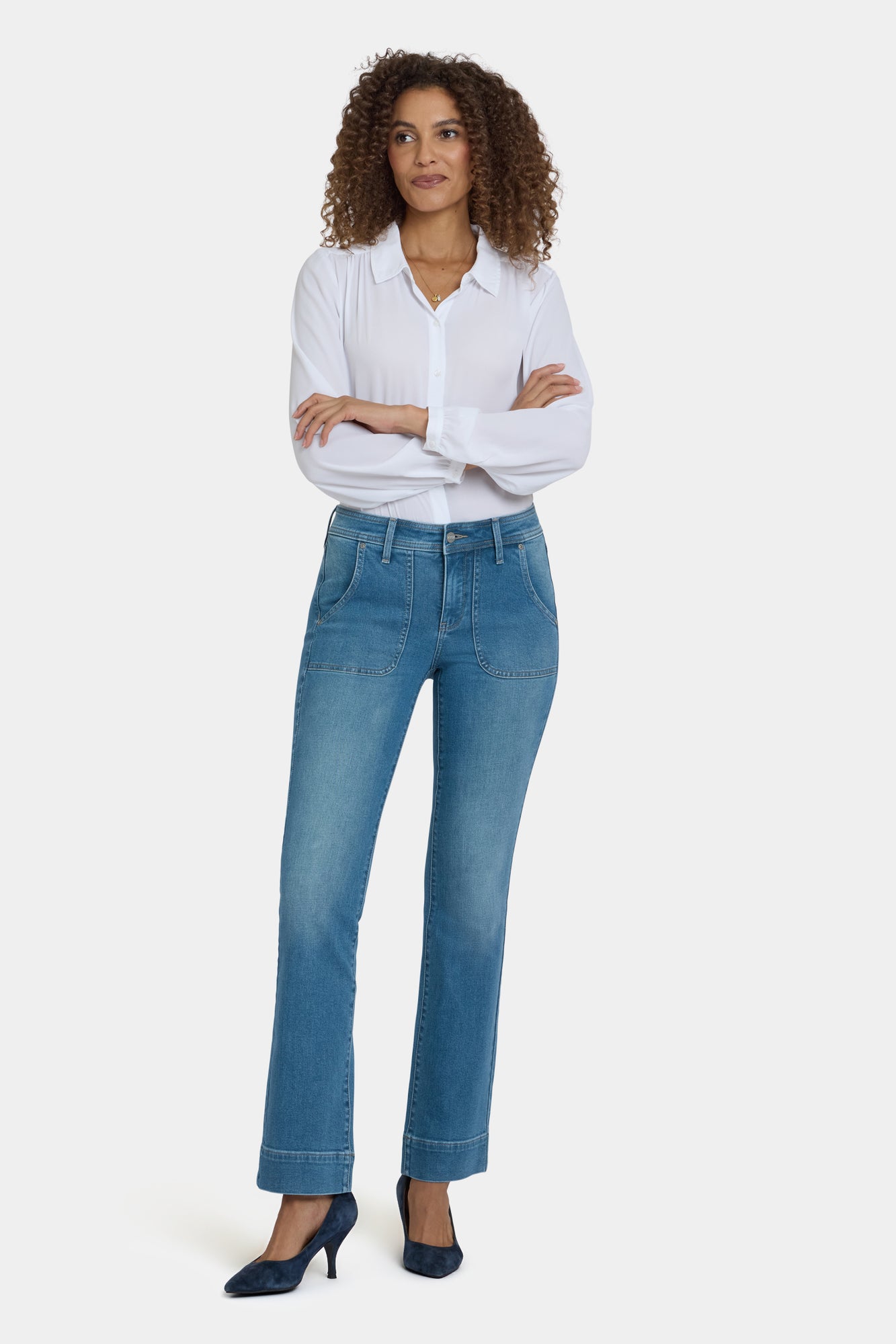 NYDJ Barbara Bootcut Jeans With Rounded Utility Pockets And 1 1/2