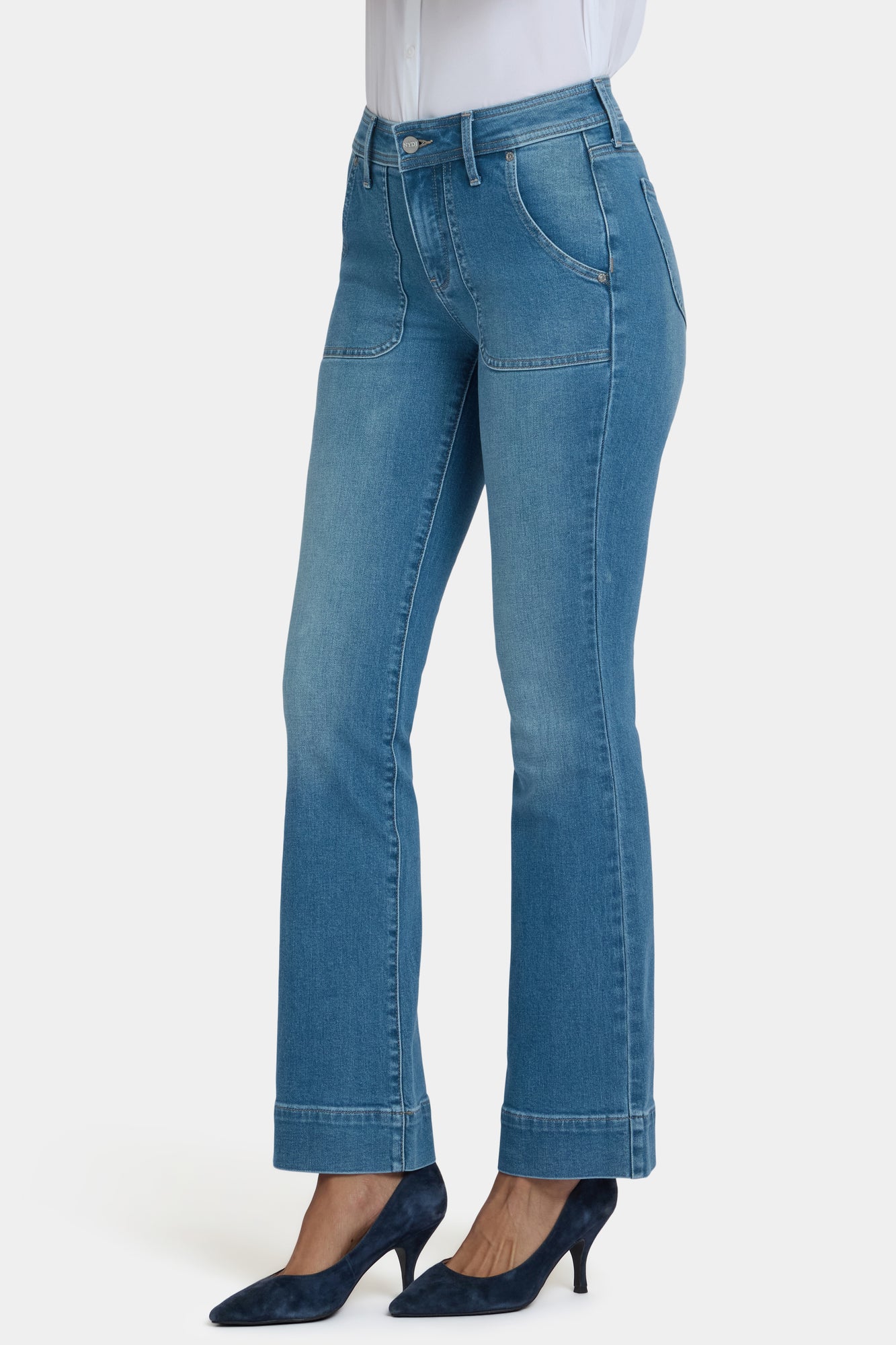 NYDJ Barbara Bootcut Jeans With Rounded Utility Pockets And 1 1/2