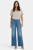 NYDJ Teresa Wide Leg Jeans With Rhinestones, Front Slits And 31" Inseam - Avenue Blue