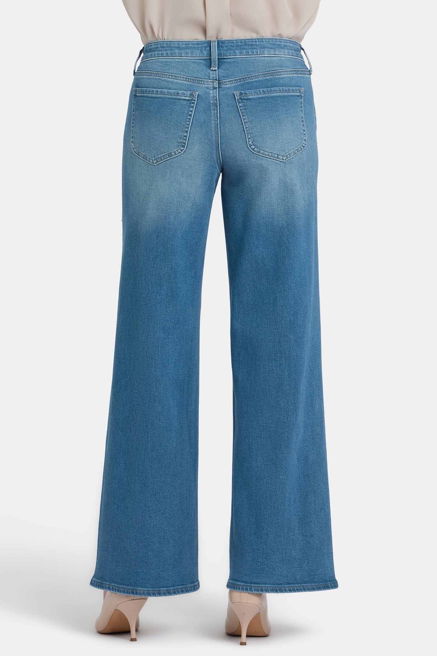 NYDJ Teresa Wide Leg Jeans With Rhinestones, Front Slits And 31